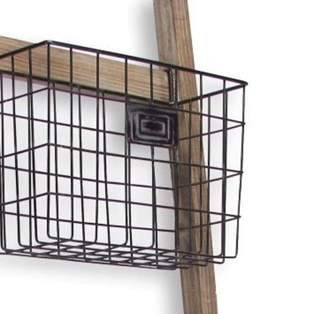 Wooden Ladder Storage Piece with 4 Baskets - Homeroots - Flyclothing LLC