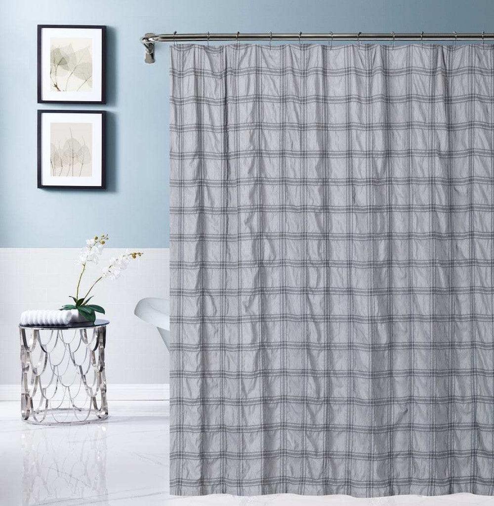 Gray Modern Striped Crinkle Shower Curtain - Homeroots - Flyclothing LLC