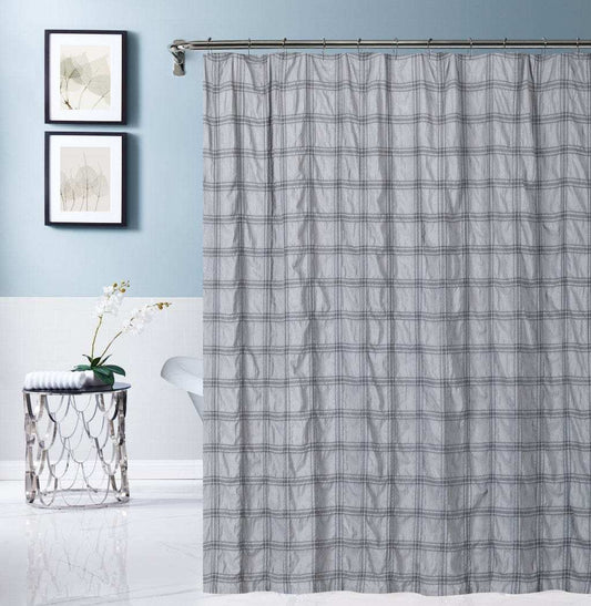 Gray Modern Striped Crinkle Shower Curtain - Homeroots - Flyclothing LLC