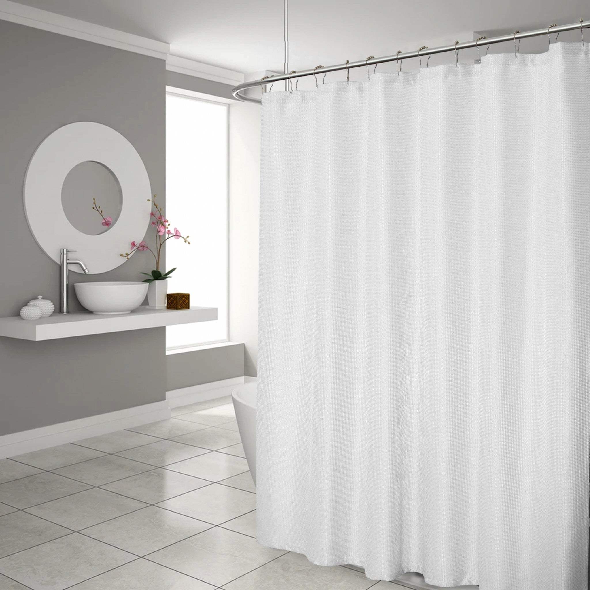 Luxurious White Waffle Weave Shower Curtain - Homeroots - Flyclothing LLC