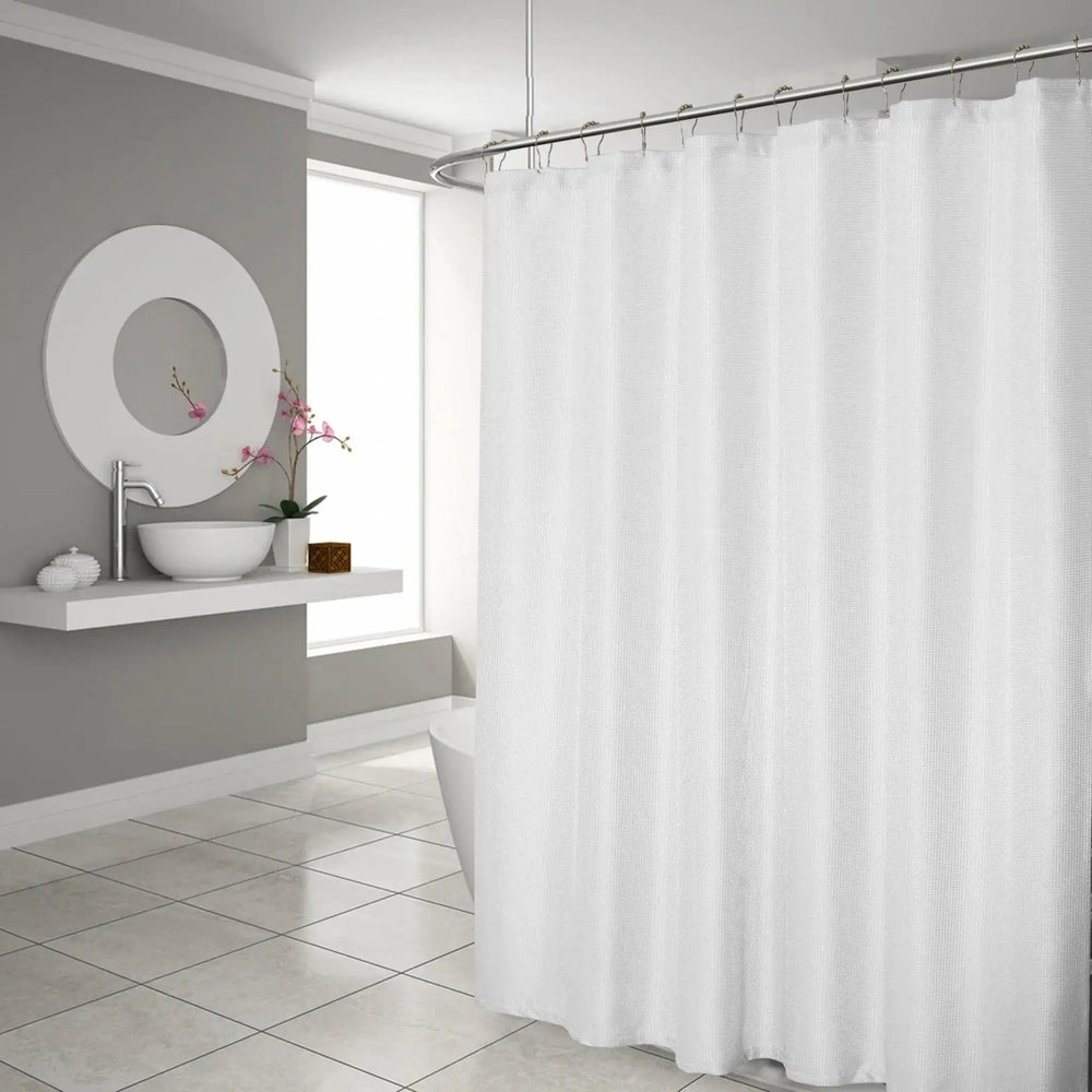 Luxurious White Waffle Weave Shower Curtain - Homeroots