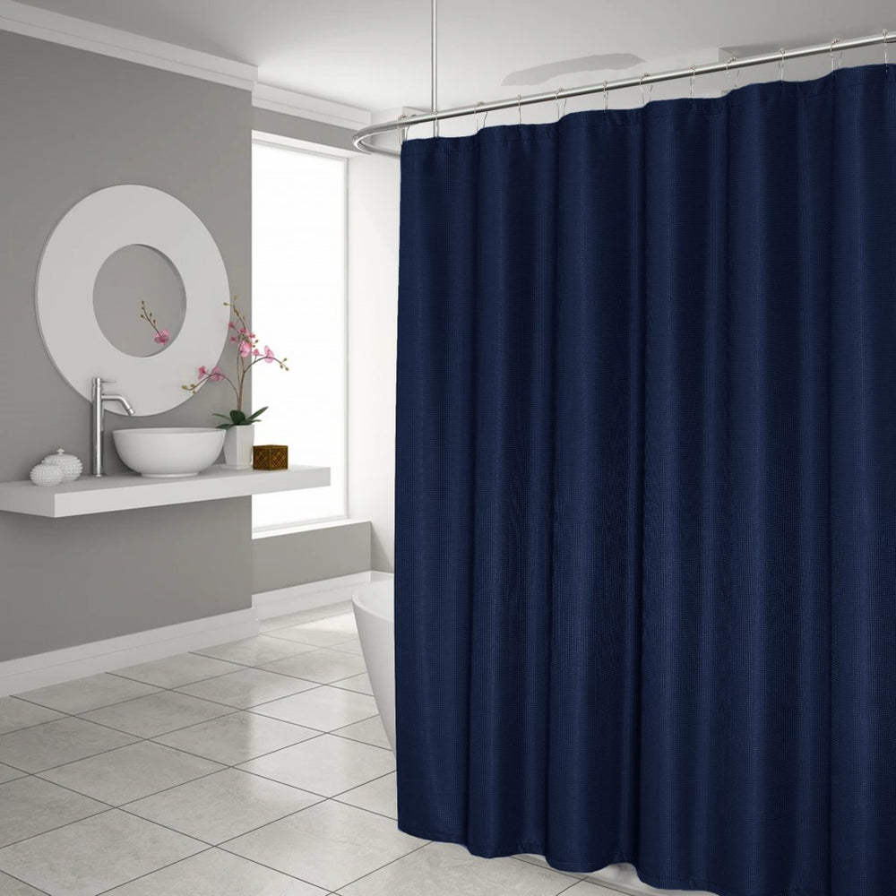 Luxurious Navy Waffle Weave Shower Curtain - Homeroots