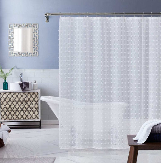 White Puff Sheer Shower Curtain - Homeroots - Flyclothing LLC