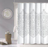 Silver Decorative Medallion Shower Curtain - Homeroots