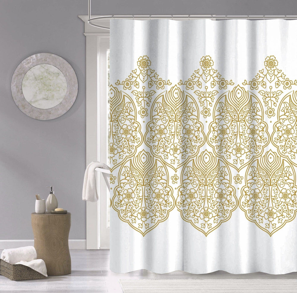 Gold Decorative Medallion Shower Curtain - Homeroots