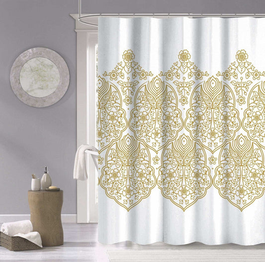Gold Decorative Medallion Shower Curtain - Homeroots - Flyclothing LLC