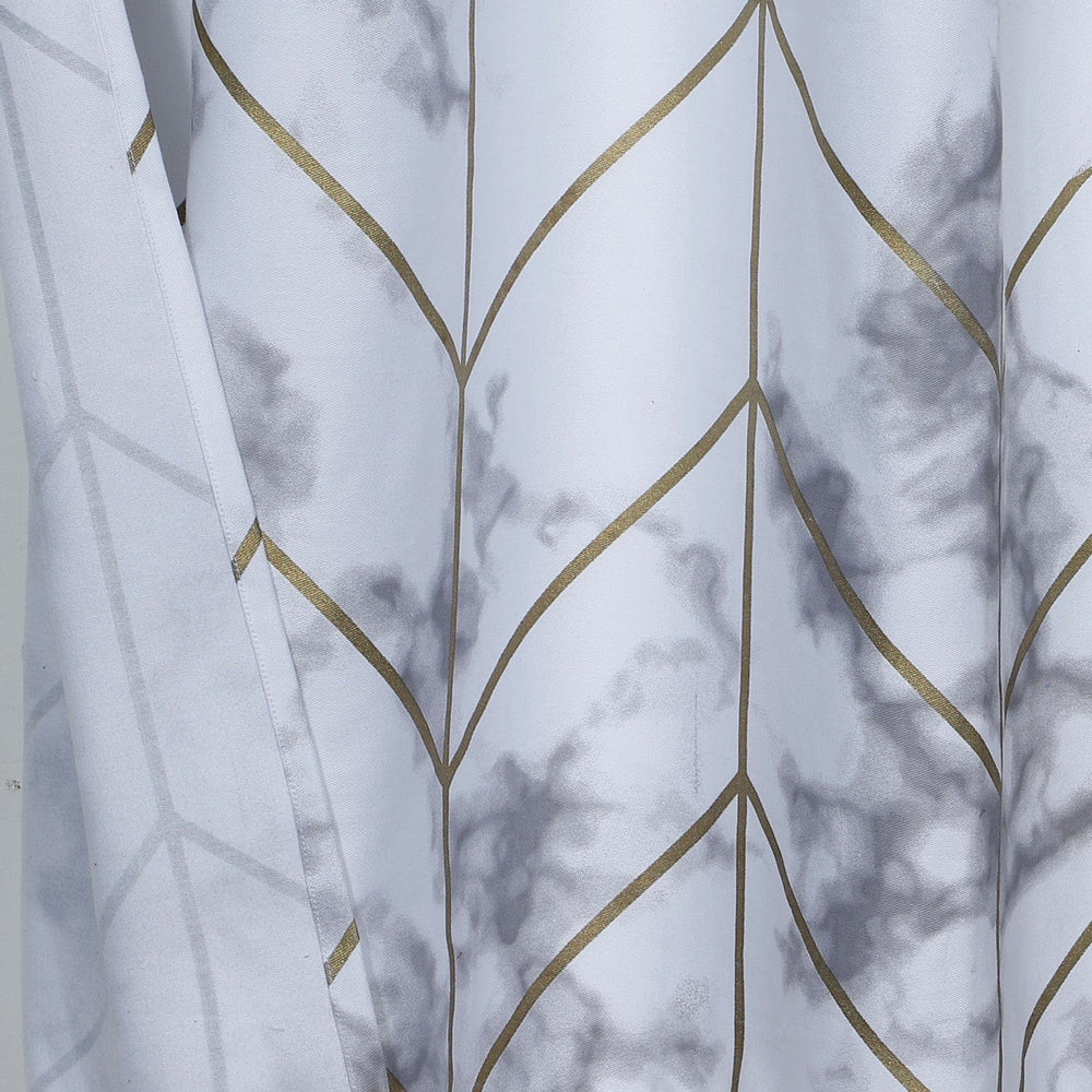 Silver Marble and Geo Pattern Shower Curtain - Homeroots