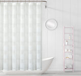 White Striped Embroidered Shower Curtain - Homeroots