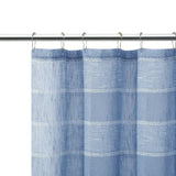 Blue Striped Polyester Embroidered Shower Curtain - Homeroots