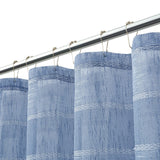 Blue Striped Polyester Embroidered Shower Curtain - Homeroots