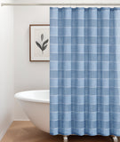 Blue Striped Polyester Embroidered Shower Curtain - Homeroots