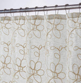 Tan and White Floral Embroider Shower Curtain - Homeroots - Flyclothing LLC