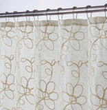 Tan and White Floral Embroider Shower Curtain - Homeroots - Flyclothing LLC