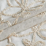 Tan and White Floral Embroider Shower Curtain - Homeroots - Flyclothing LLC