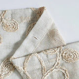 Tan and White Floral Embroider Shower Curtain - Homeroots