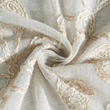 Tan and White Floral Embroider Shower Curtain - Homeroots - Flyclothing LLC