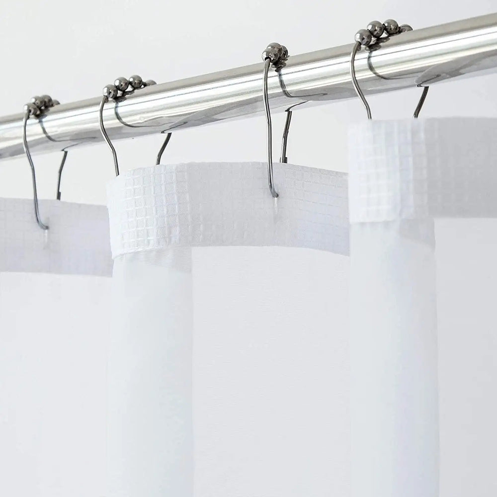 White Sheer and Grid Shower Curtain and Liner Set - Homeroots