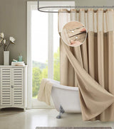 Mocha Sheer and Grid Shower Curtain and Liner Set - Homeroots - Flyclothing LLC