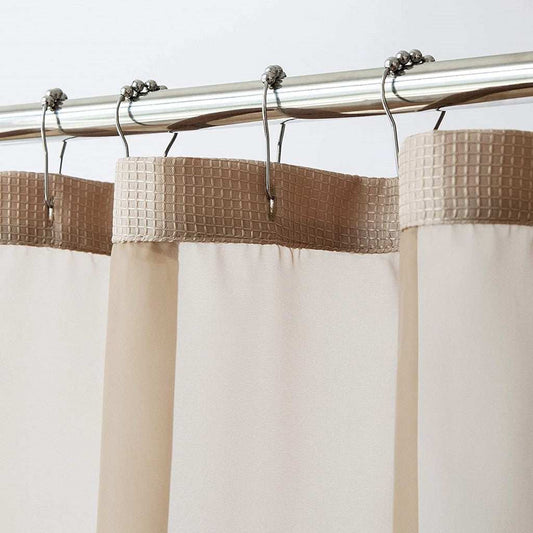Mocha Sheer and Grid Shower Curtain and Liner Set - Homeroots - Flyclothing LLC