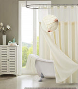 Ivory Sheer and Grid Shower Curtain and Liner Set - Homeroots - Flyclothing LLC
