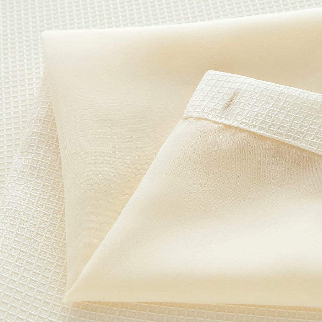 Ivory Sheer and Grid Shower Curtain and Liner Set - Homeroots - Flyclothing LLC