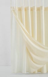 Ivory Sheer and Grid Shower Curtain and Liner Set - Homeroots - Flyclothing LLC