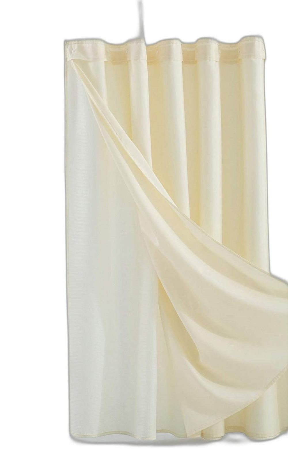 Ivory Sheer and Grid Shower Curtain and Liner Set - Homeroots