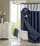 Navy Modern Grid Shower Curtain and Liner Set - Homeroots - Flyclothing LLC
