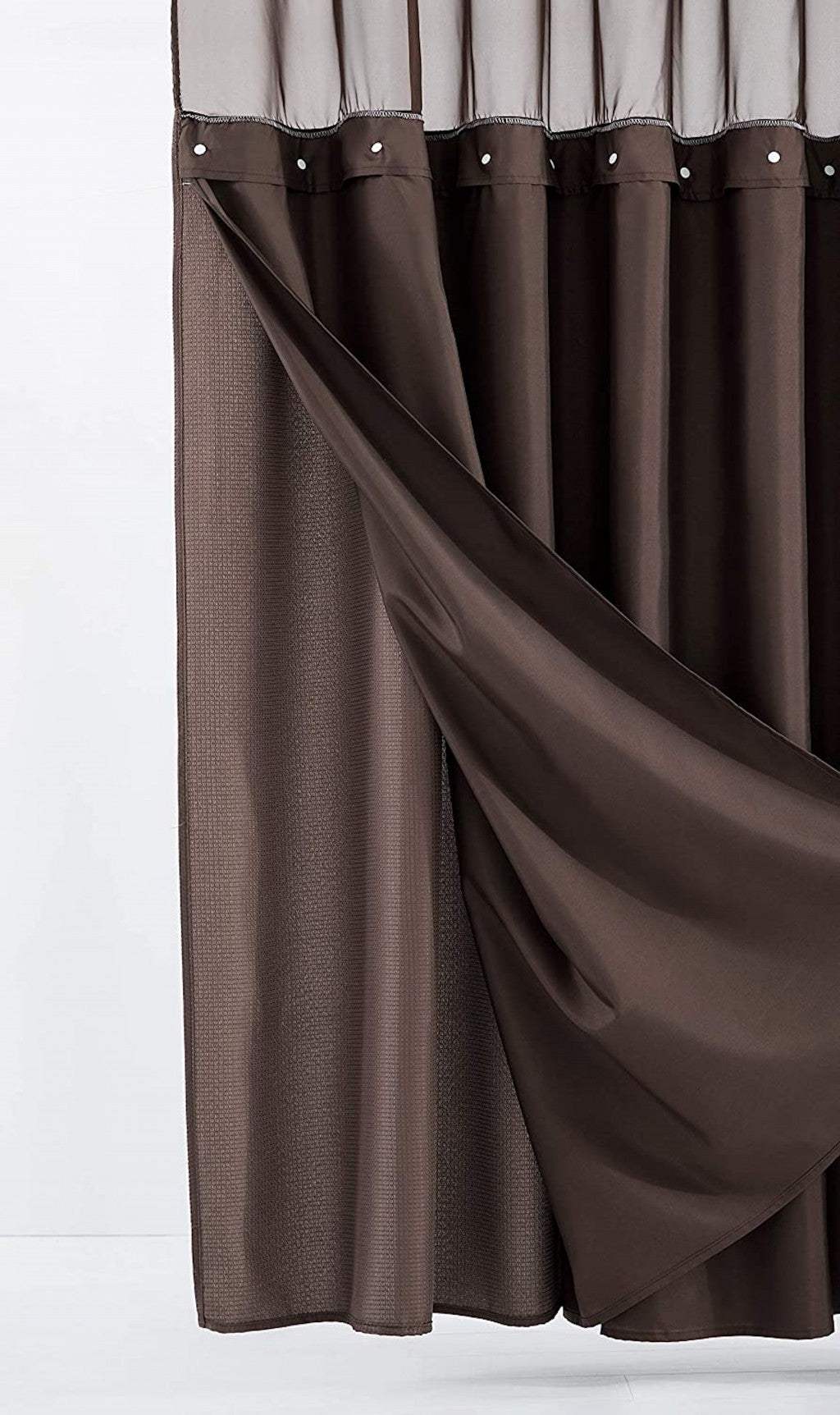 Brown Modern Grid Shower Curtain and Liner Set - Homeroots - Flyclothing LLC