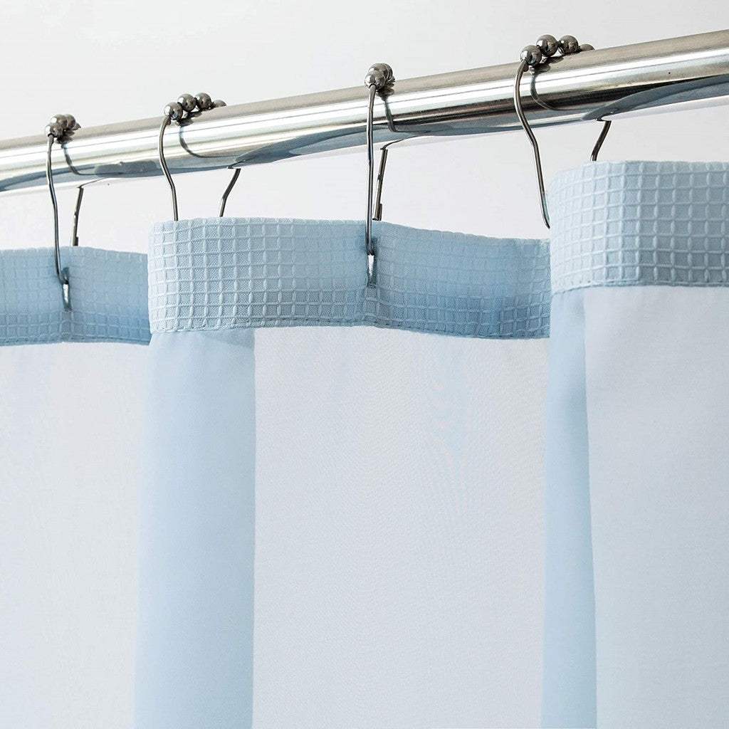 Light Blue Sheer and Grid Shower Curtain and Liner Set - Homeroots - Flyclothing LLC