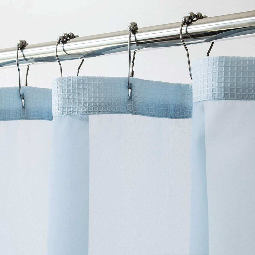 Light Blue Sheer and Grid Shower Curtain and Liner Set - Homeroots - Flyclothing LLC