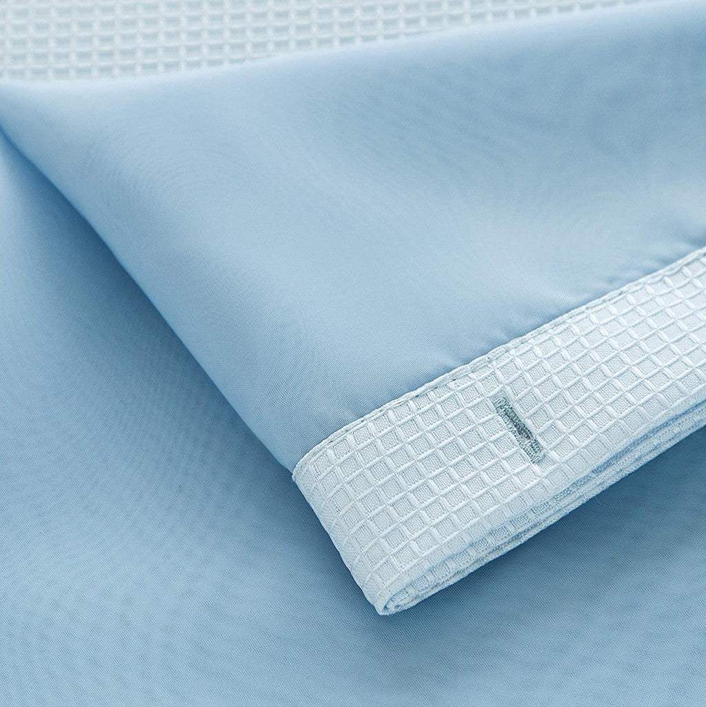 Light Blue Sheer and Grid Shower Curtain and Liner Set - Homeroots - Flyclothing LLC