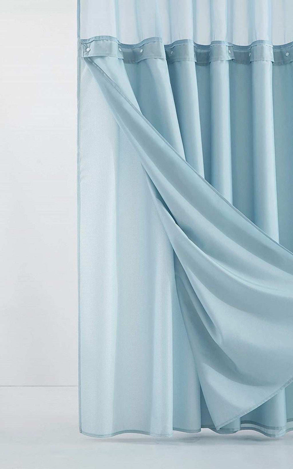 Light Blue Sheer and Grid Shower Curtain and Liner Set - Homeroots - Flyclothing LLC