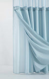 Light Blue Sheer and Grid Shower Curtain and Liner Set - Homeroots - Flyclothing LLC