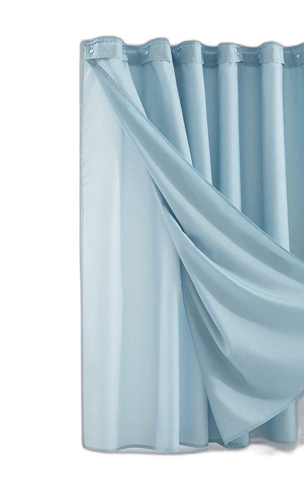 Light Blue Sheer and Grid Shower Curtain and Liner Set - Homeroots