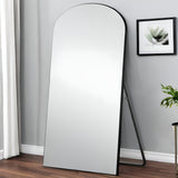71" Black Arch Wood Frame Full Length Standing Mirror - Homeroots