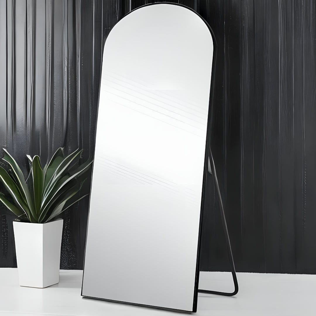 Petite Black Arched Wooden Mirror - Homeroots