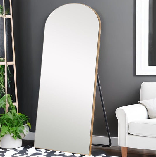 Petite Gold Arched Wooden Mirror - Homeroots