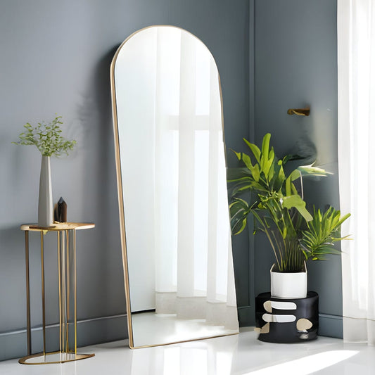 Narrow Gold Arched Wooden Mirror - Homeroots