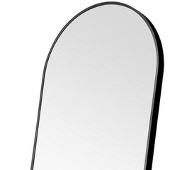 71" Black Arched Metal Narrow Frame Standing Mirror
