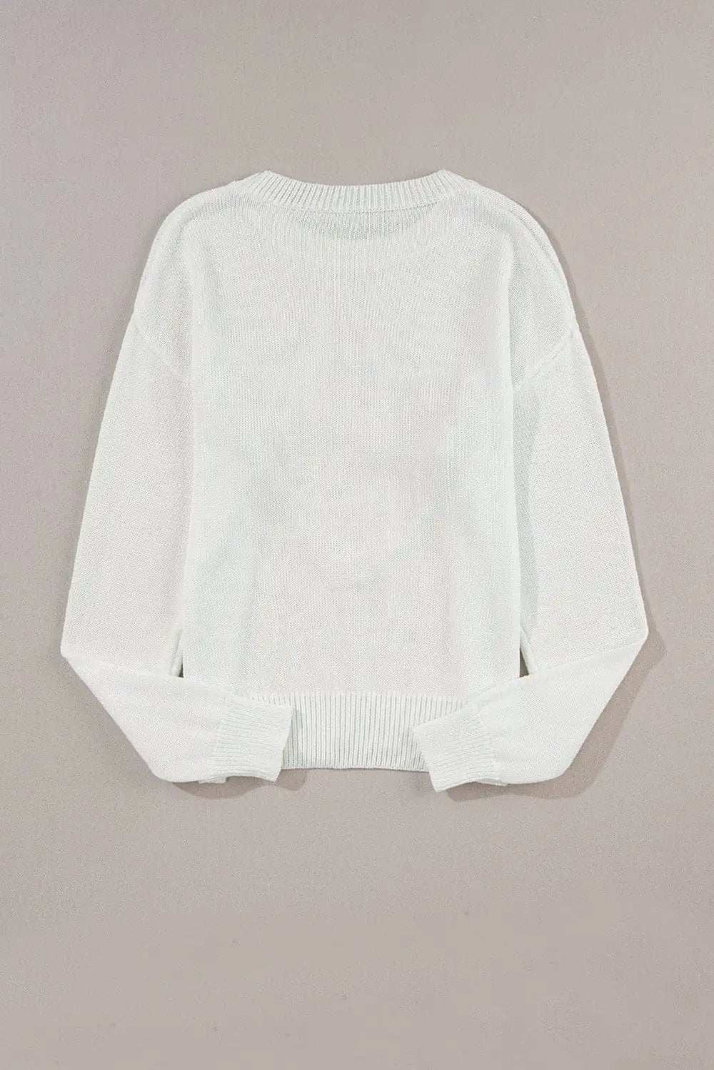 XOXO Round Neck Drop Shoulder Sweater - Trendsi - Flyclothing LLC