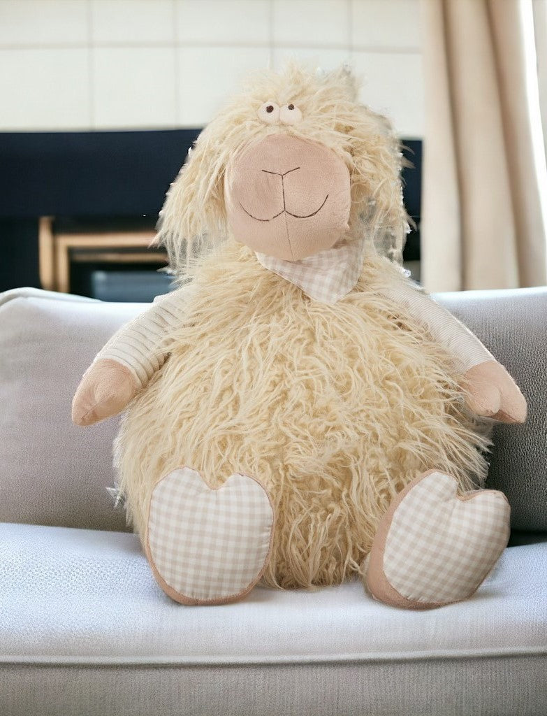 26" X 22" Ivory Lamb Throw Pillow - Homeroots - Flyclothing LLC