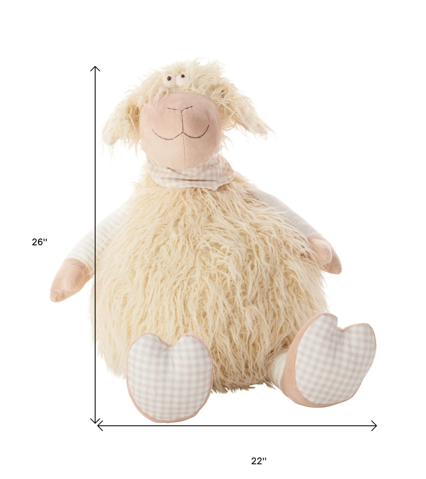 26" X 22" Ivory Lamb Throw Pillow - Homeroots - Flyclothing LLC