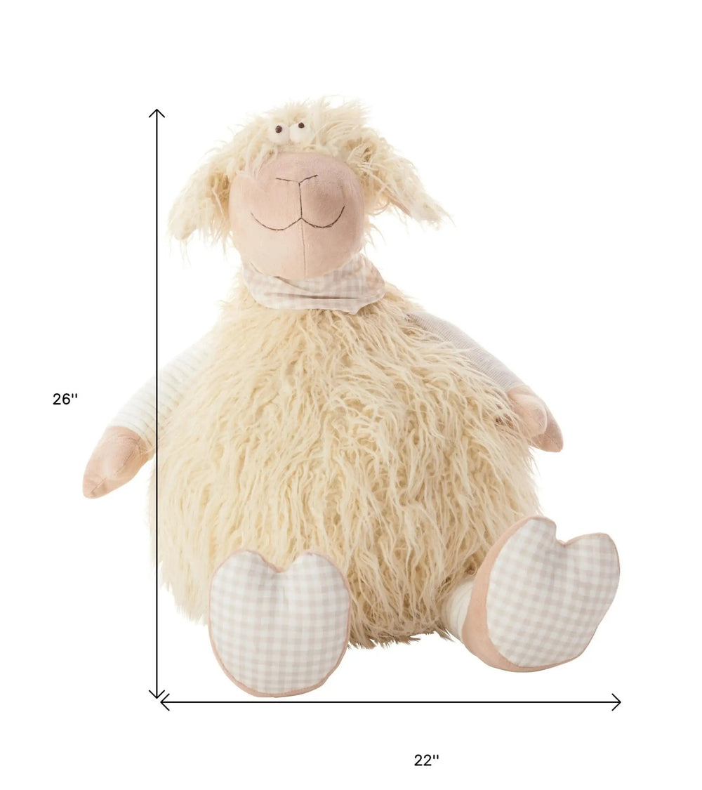 26" X 22" Ivory Lamb Throw Pillow - Homeroots - Flyclothing LLC