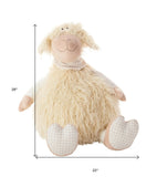 26" X 22" Ivory Lamb Throw Pillow - Homeroots