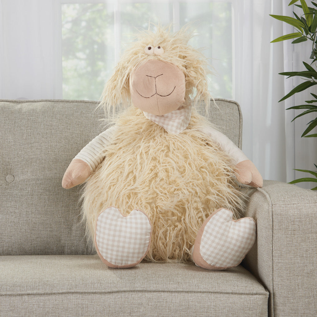 26" X 22" Ivory Lamb Throw Pillow - Homeroots - Flyclothing LLC