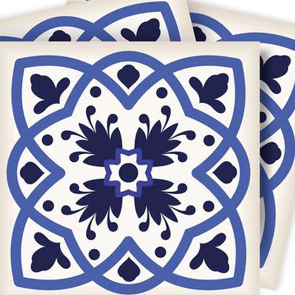 4" X 4" Blue And White Mosaic Peel And Stick Removable Tiles - Homeroots - Flyclothing LLC