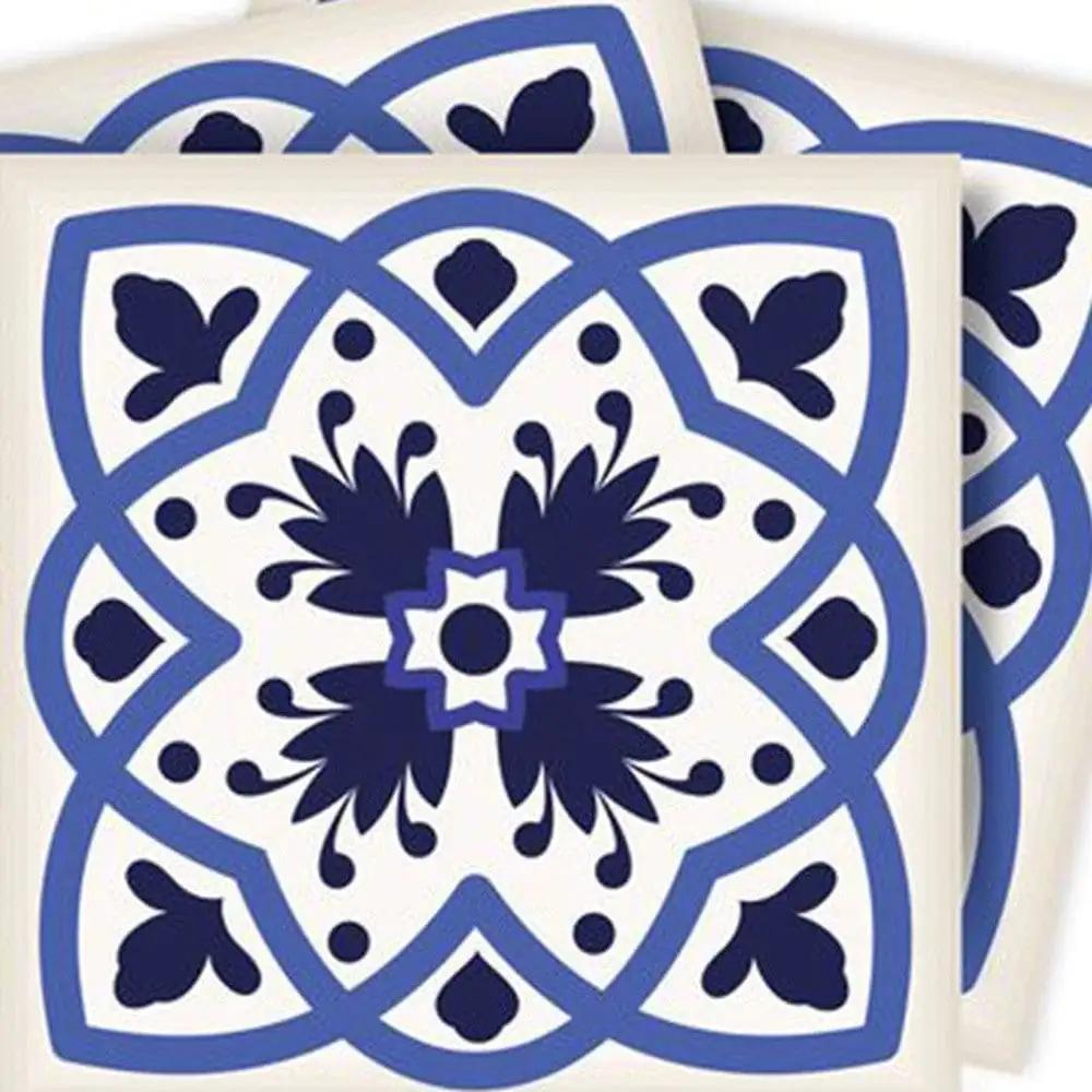 5" X 5" Blue And White Mosaic Peel And Stick Removable Tiles - Homeroots - Flyclothing LLC