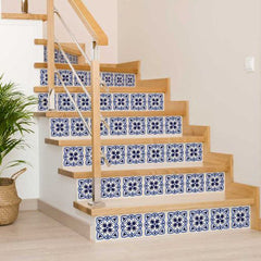 6" X 6" Blue And White Mosaic Peel And Stick Removable Tiles - Homeroots