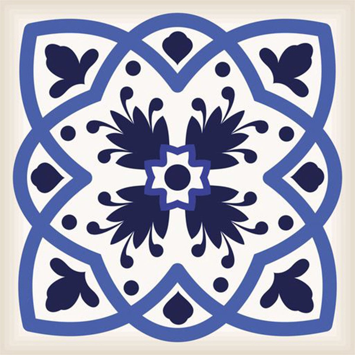 6" X 6" Blue And White Mosaic Peel And Stick Removable Tiles - Homeroots